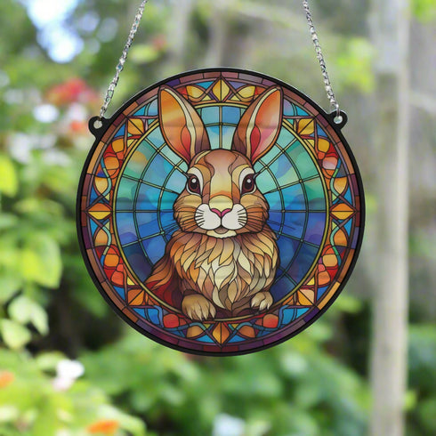Rabbit Stained Glass Effect Suncatcher